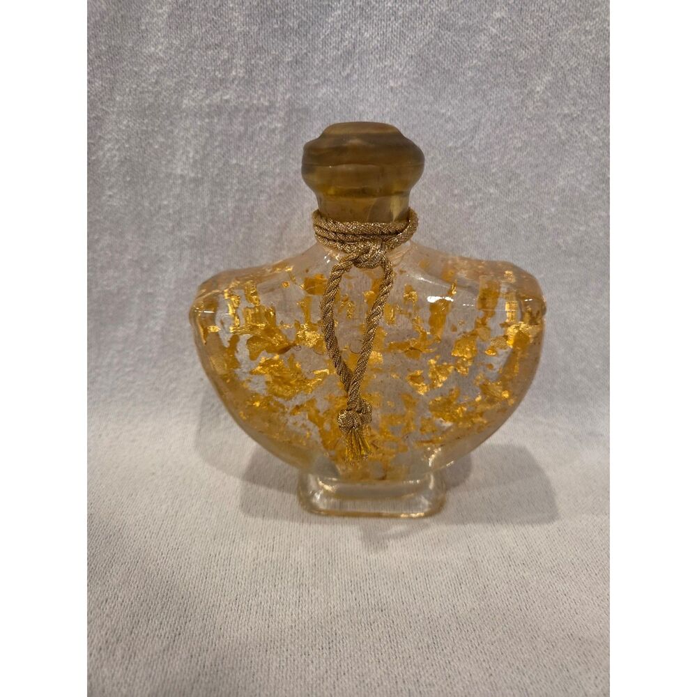 Vintage Aroma Art Gold Essence 24K Gold Leaf Scented Bath Oil Bottle 8 oz